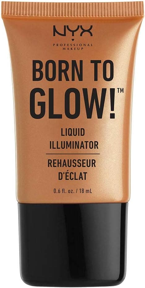 NYX Professional Makeup Born to Glow Liquid Illuminator, Liquid Shimmer Makeup, Highlighter, Foundation Base, Vegan Formula, Shade: Pure Gold
